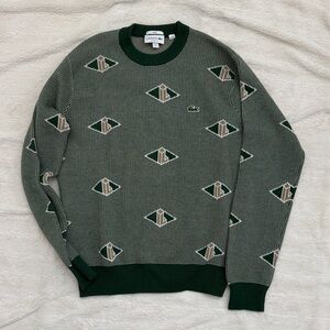 Lacoste Unisex Green Geometric Crewneck Sweater